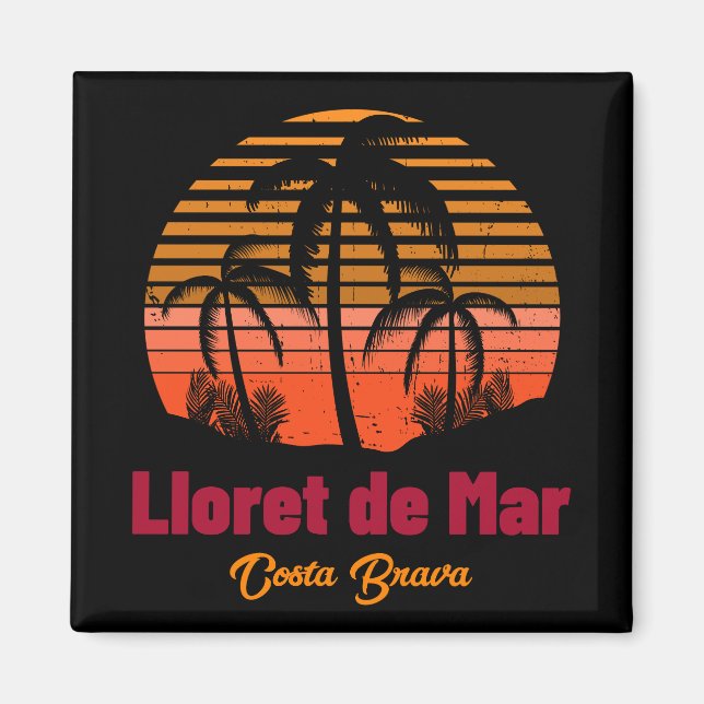 Retro Sunset Lloret de Mar Spanien Urlaub Magnet (Vorne)
