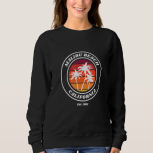 Retro Sunset Malibu California Beach Palm Tree Ar Sweatshirt