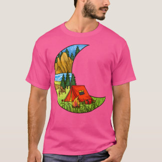 Retro Sunset Moon Camper Funny Mountain T-Shirt