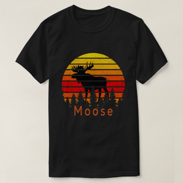 Retro Sunset Moose T-Shirt (Design vorne)