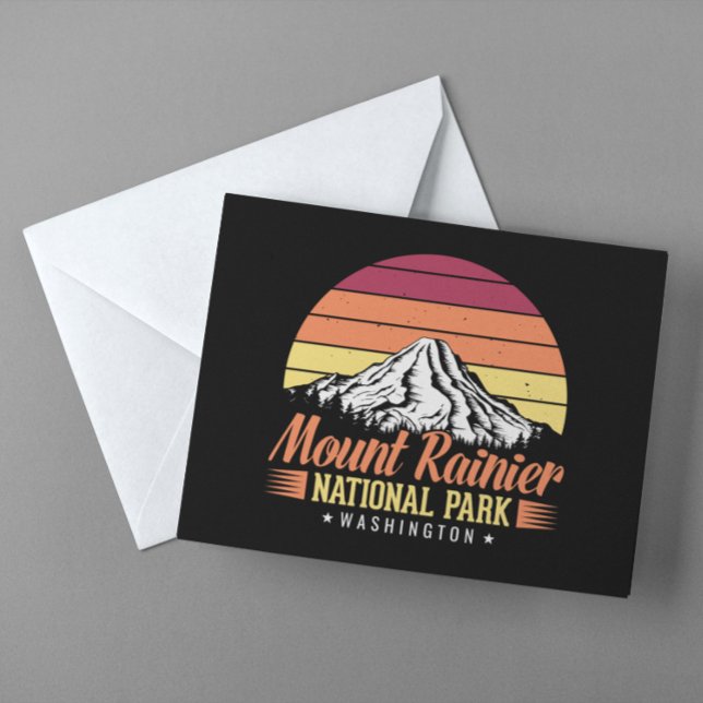 Retro Sunset Mount Rainier Washington Illustration Postkarte (Retro Sunset Mount Rainier Washington Illustration Postcard)