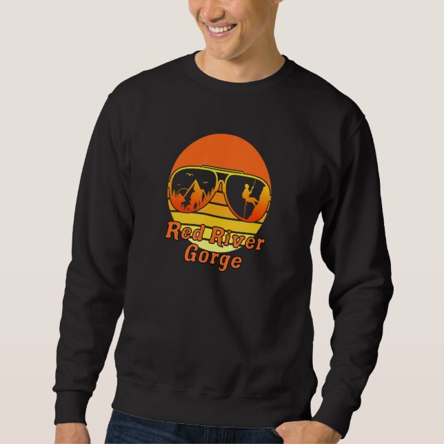 Retro Sunset Mountain Kentucky Rock Klettern Rot R Sweatshirt (Vorderseite)