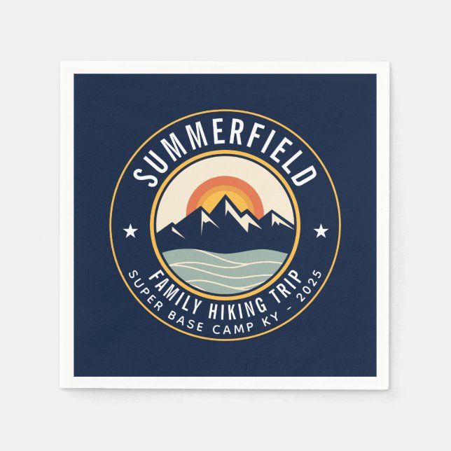 Retro Sunset Mountains Family Wanderpapier Serviette (Vorderseite)