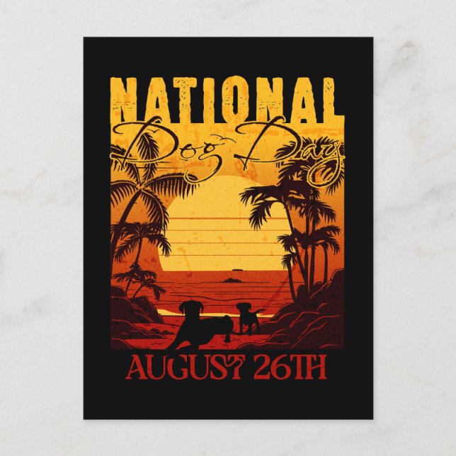 Retro Sunset National Dog Day Postkarte (Vorderseite)