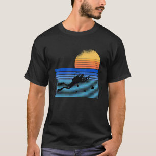 Retro Sunset Ocean Sea Diver Scuba Diving Underww T-Shirt