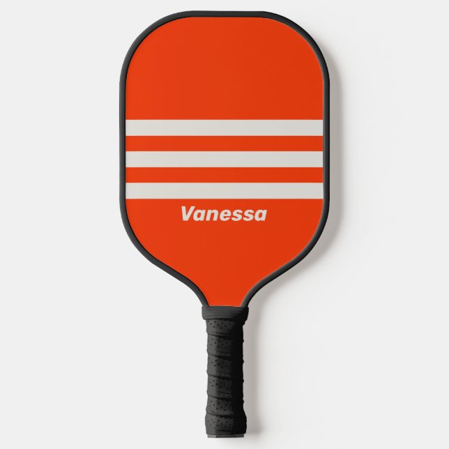 Retro Sunset Orange Three Across Striss mit Nam Pickleball Schläger (Vorderseite)