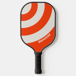 Retro Sunset Orange Three Circle Strip mit Name Pickleball Schläger
