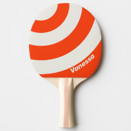 Retro Sunset Orange Three Circle Stripe with Name Tischtennis Schläger
