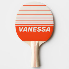 Retro Sunset Orange Three Horizon Stripe with Name Tischtennis Schläger