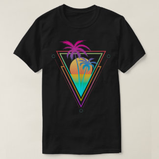 Retro Sunset Palm Tree Aesthetic Design T-Shirt