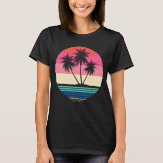 Retro Sunset Palm Trees Junipero Beach T-Shirt