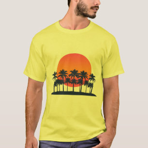 Retro Sunset Palm Trees T - Shirt - Minimalistisch