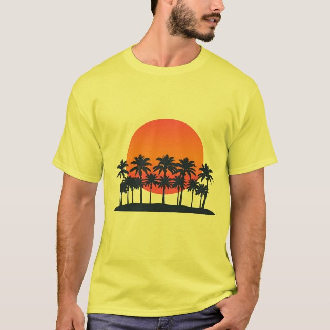 Retro Sunset Palm Trees T - Shirt - Minimalistisch (Vorderseite)