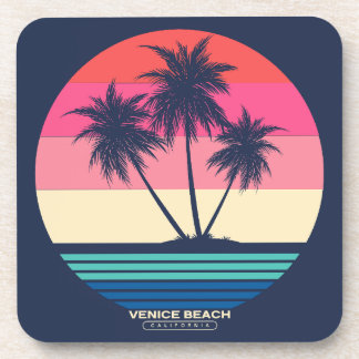 Retro Sunset Palm Trees Venice Beach Getränkeuntersetzer