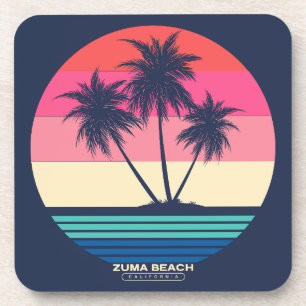 Retro Sunset Palm Trees Zuma Beach Getränkeuntersetzer