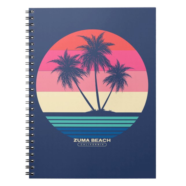 Retro Sunset Palm Trees Zuma Beach Notizblock (Vorderseite)