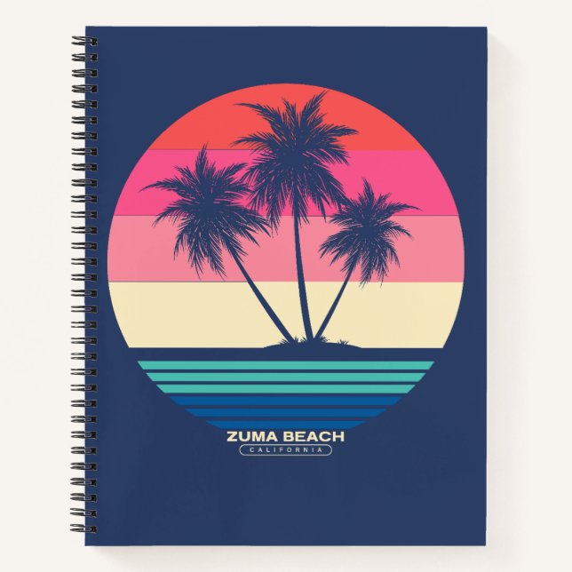 Retro Sunset Palm Trees Zuma Beach Notizbuch (Vorderseite)
