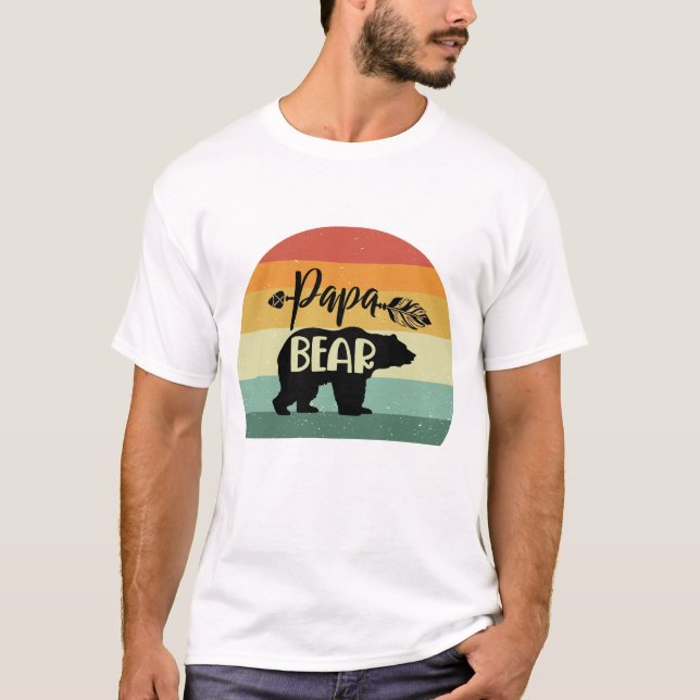 Retro Sunset Papa Bear T-Shirt (Vorderseite)