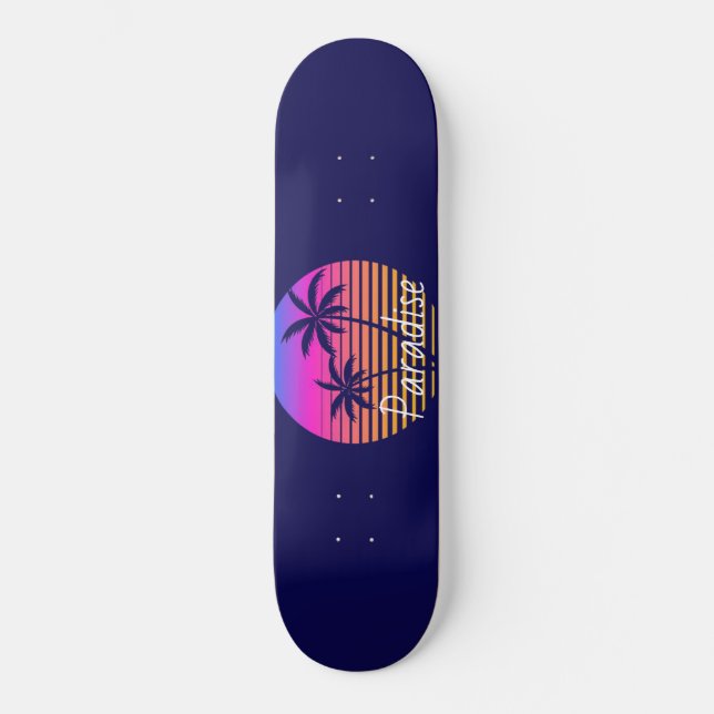Retro sunset Paradise Skateboard (Vorderseite)