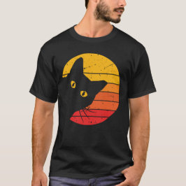Retro Sunset Peekaboo Katze Männer T - Shirt