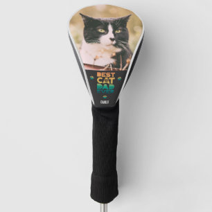 Retro Sunset Photo Fathers Day Best Cat Dad Ever Golf Headcover