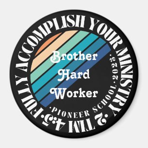 Retro Sunset Pioneer School Personalizable Magnet