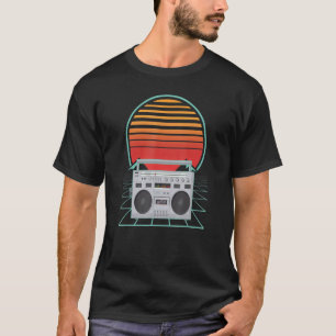 Retro Sunset Portable Vintag Radio Cassette Record T-Shirt