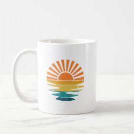 Retro Sunset Rays Wavy, Retro Summer Sunset Kaffeetasse