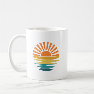Retro Sunset Rays Wavy, Retro Summer Sunset Kaffeetasse