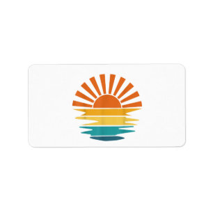 Retro Sunset Rays Wavy Vintag Retro Sunshine Sun Adressaufkleber