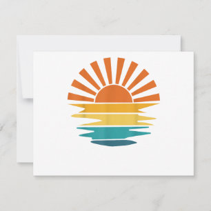 Retro Sunset Rays Wavy Vintag Retro Sunshine Sun Dankeskarte