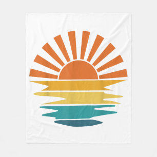 Retro Sunset Rays Wavy Vintag Retro Sunshine Sun Fleecedecke