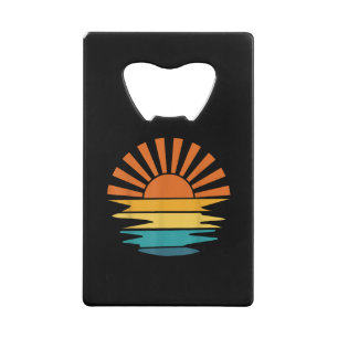 Retro Sunset Rays Wavy Vintag Retro Sunshine Sun Geldbeutel Flaschenöffner