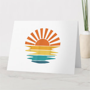 Retro Sunset Rays Wavy Vintag Retro Sunshine Sun Karte