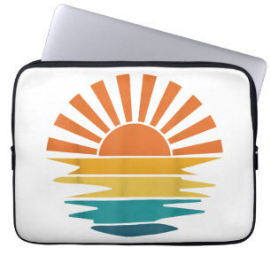 Retro Sunset Rays Wavy Vintag Retro Sunshine Sun Laptopschutzhülle