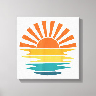 Retro Sunset Rays Wavy Vintag Retro Sunshine Sun Leinwanddruck