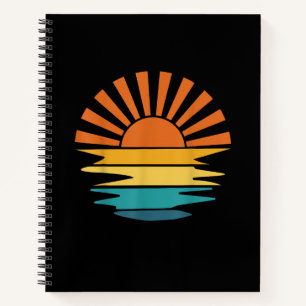 Retro Sunset Rays Wavy Vintag Retro Sunshine Sun Notizbuch
