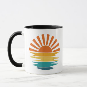 Retro Sunset Rays Wavy Vintag Retro Sunshine Sun Tasse