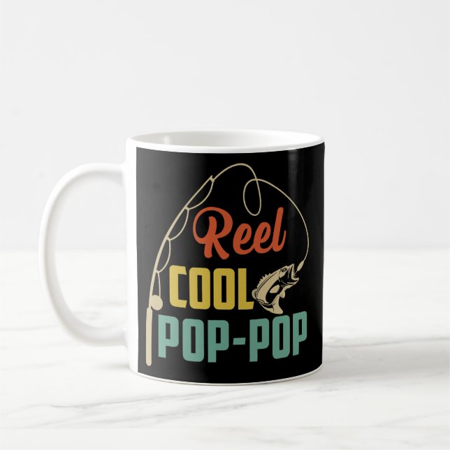 Retro Sunset Reel Cool Pop Pop Fishing Pop Pop Kaffeetasse (Links)
