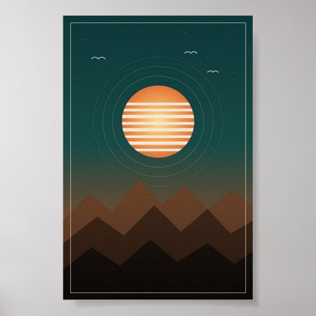 Retro Sunset Ridge Poster (Vorne)