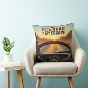 Retro Sunset Road Trip - Die Straße ist meine Fluc Kissen
