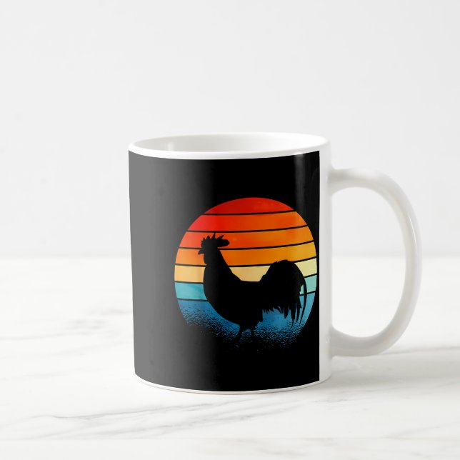 Retro Sunset Rooster Chicken Lover  Kaffeetasse (Rechts)