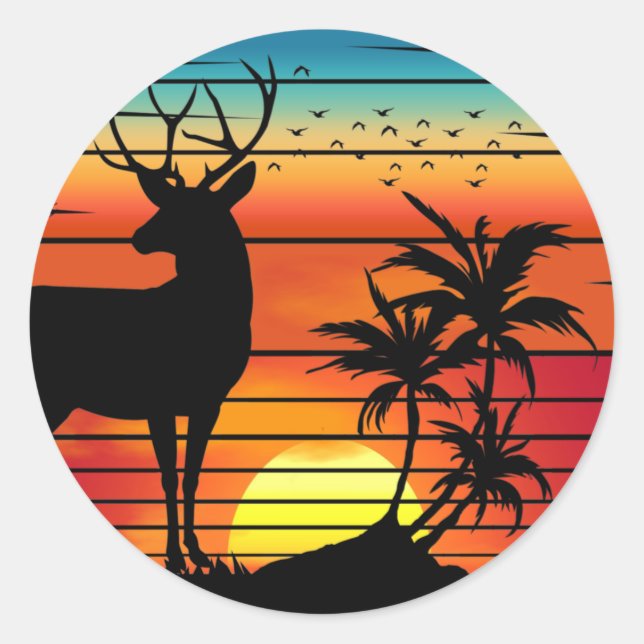 RETRO SUNSET RUNDER AUFKLEBER (Vorderseite)