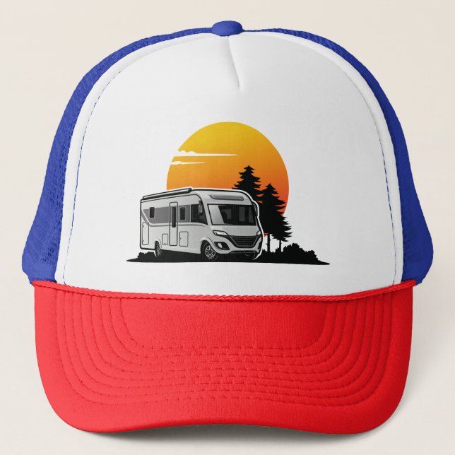 Retro Sunset RV Motorhome Eigentümer Geschenk, Woh Truckerkappe (Vorderseite)
