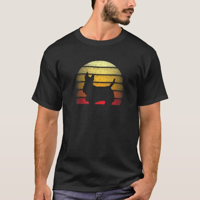 Retro Sunset Scottish Terrier Dog Design T-Shirt (Vorderseite)