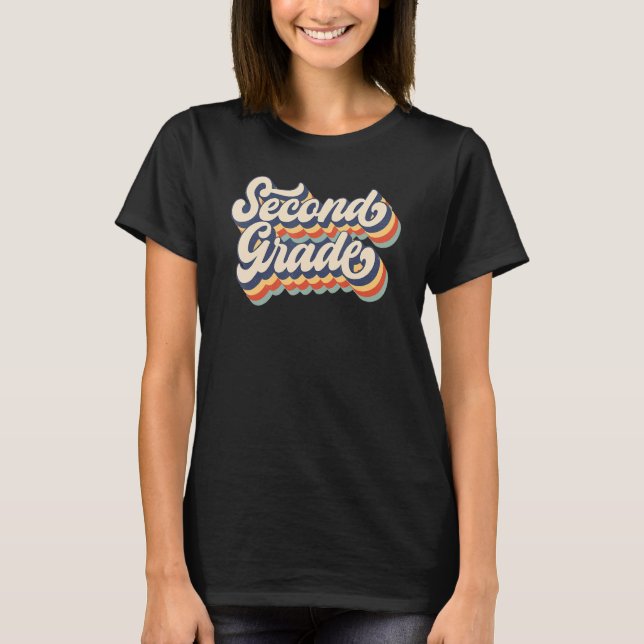 Retro Sunset Second Grade Teacher & Student Back T T-Shirt (Vorderseite)