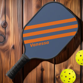 Retro Sunset Shoreline Drei Streifen mit Namen Pickleball Schläger