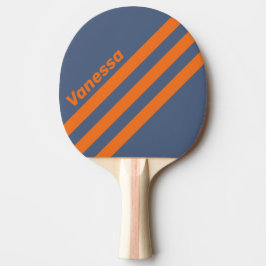 Retro Sunset Shoreline Three Angled Stripe & Name Tischtennis Schläger