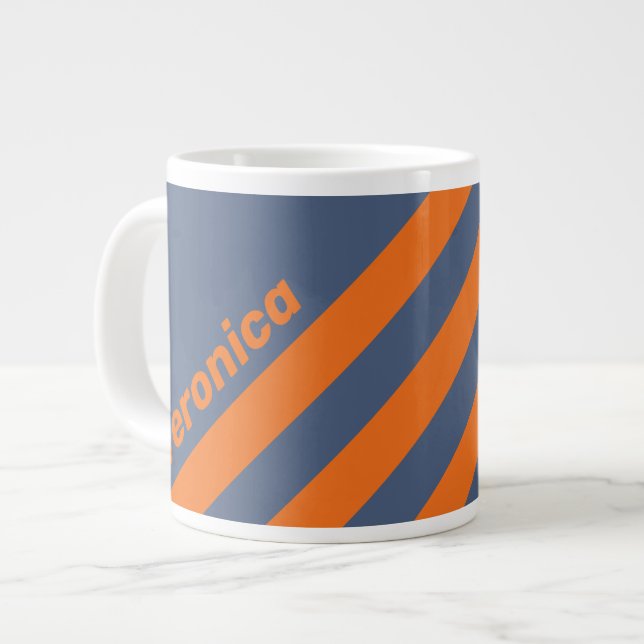 Retro Sunset Shoreline Three Stripes with Name Jumbo-Tasse (Vorderseite Links)