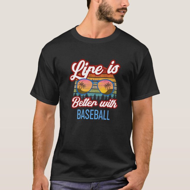 Retro Sunset Slogan   With Baseball T-Shirt (Vorderseite)